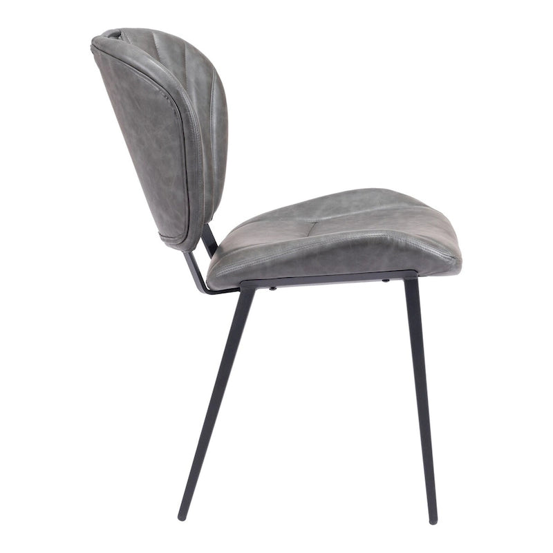 Modern Faux Leather Dining Chair with Powder Coated Steel Frame, Vintage Gray or Brown