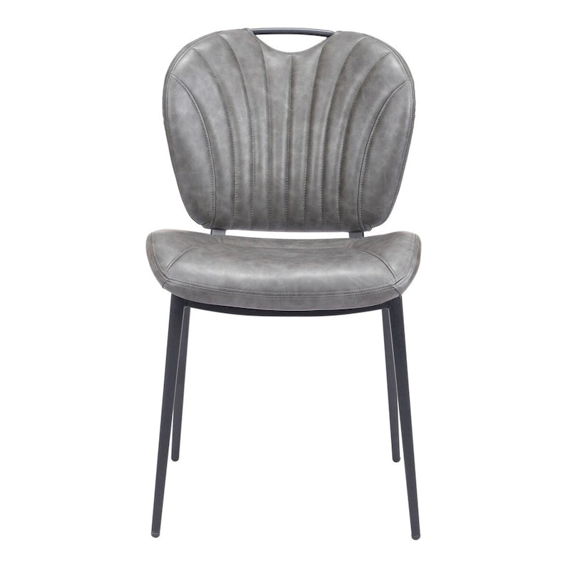 Modern Faux Leather Dining Chair with Powder Coated Steel Frame, Vintage Gray or Brown