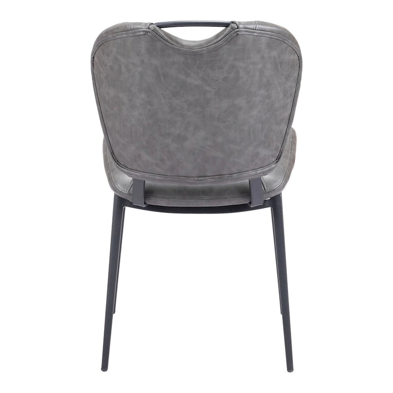 Modern Faux Leather Dining Chair with Powder Coated Steel Frame, Vintage Gray or Brown