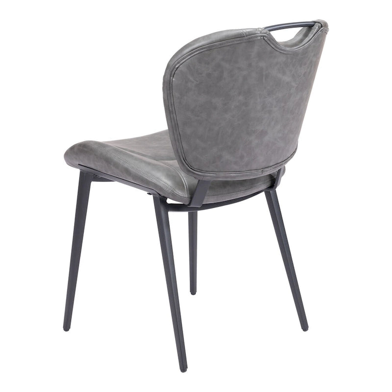 Modern Faux Leather Dining Chair with Powder Coated Steel Frame, Vintage Gray or Brown