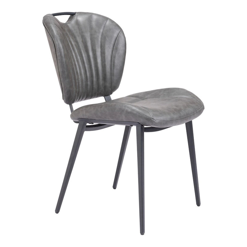 Modern Faux Leather Dining Chair with Powder Coated Steel Frame, Vintage Gray or Brown