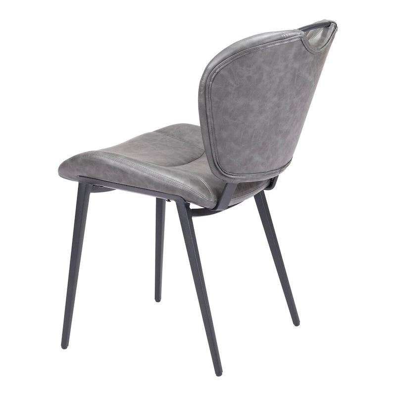 Modern Faux Leather Dining Chair with Powder Coated Steel Frame, Vintage Gray or Brown