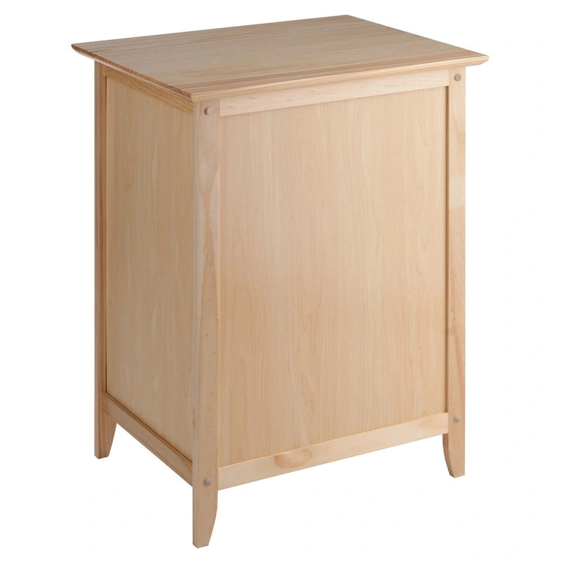 Accent Table Nightstand with Cabinet Open Shelf Natural Black