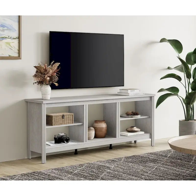 70-Inch TV Stand Console Table with LED Lights and Open Storage Shelves