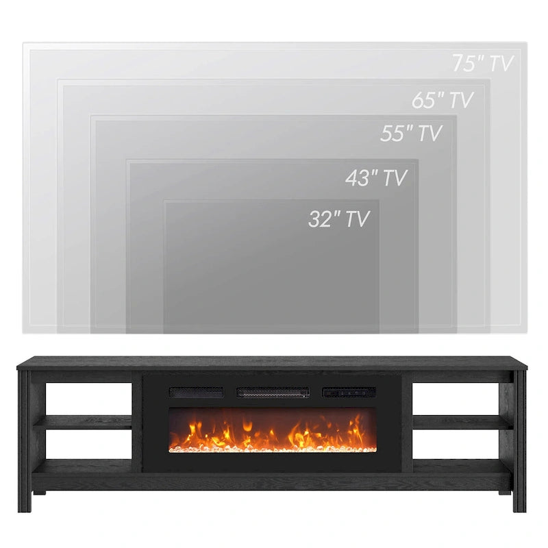 70-Inch TV Stand Console Table with LED Lights and Open Storage Shelves