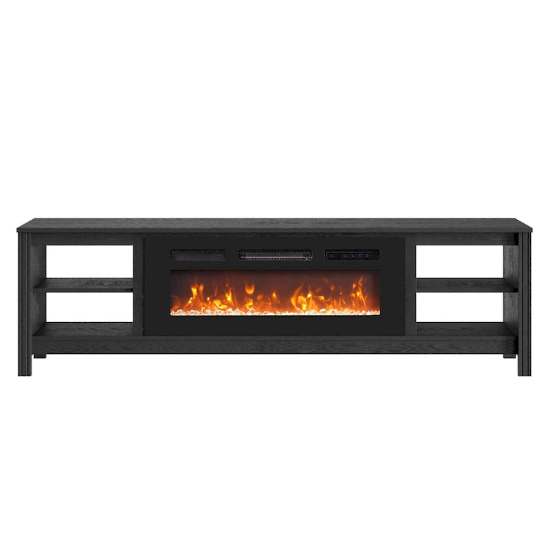 70-Inch TV Stand Console Table with LED Lights and Open Storage Shelves