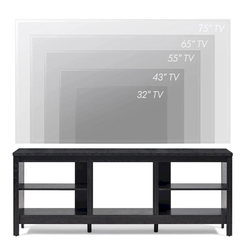 70-Inch TV Stand Console Table with LED Lights and Open Storage Shelves