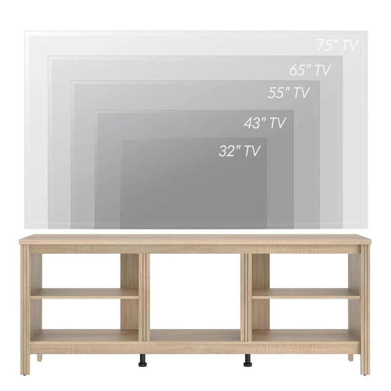70-Inch TV Stand Console Table with LED Lights and Open Storage Shelves