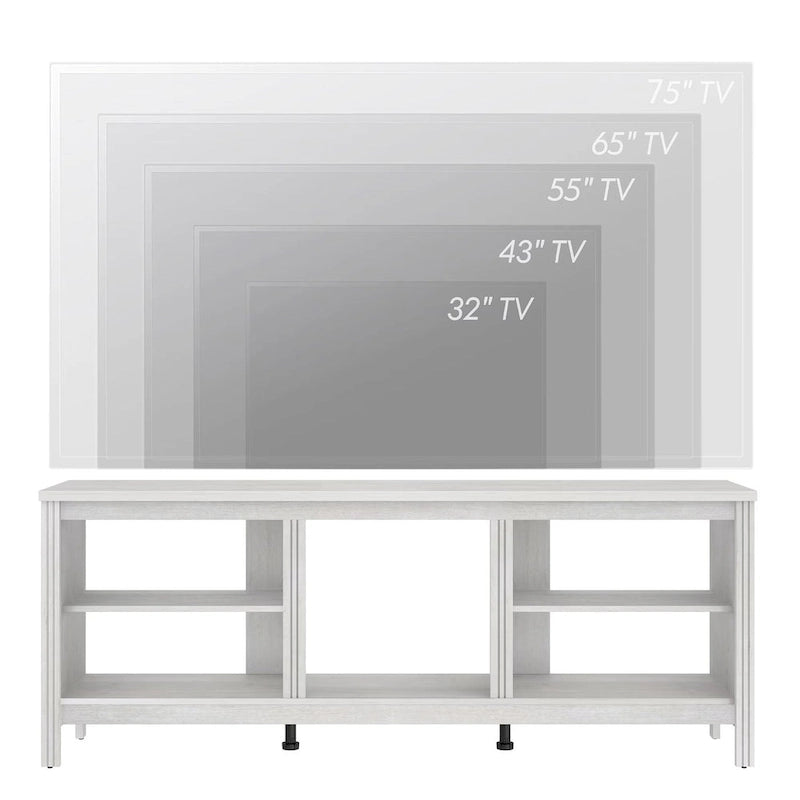 70-Inch TV Stand Console Table with LED Lights and Open Storage Shelves