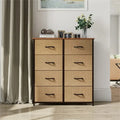 8-Drawer Fabric Storage Dresser with Metal Frame and Wood Top, Brown
