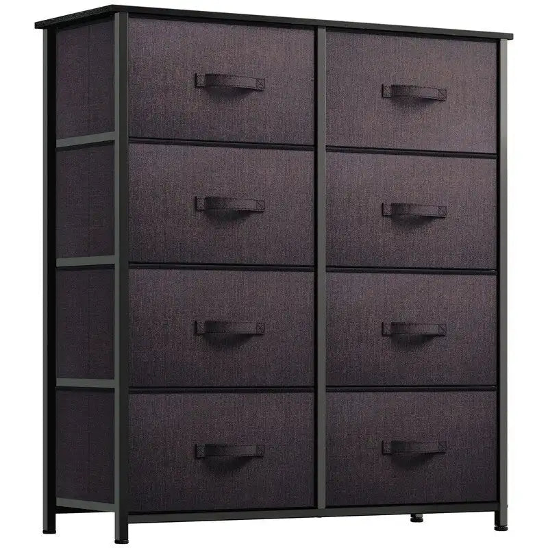 8-Drawer Fabric Storage Dresser with Metal Frame and Wood Top, Brown
