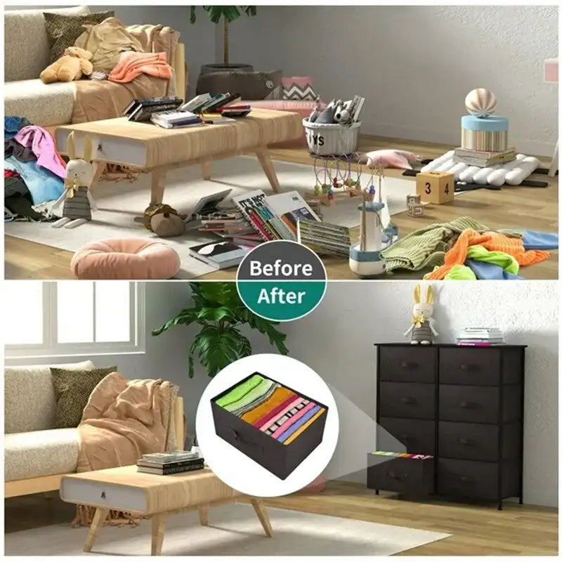 8-Drawer Fabric Storage Dresser with Metal Frame and Wood Top, Brown