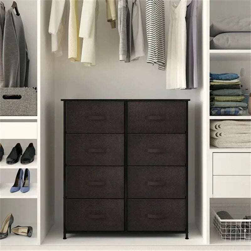 8-Drawer Fabric Storage Dresser with Metal Frame and Wood Top, Brown