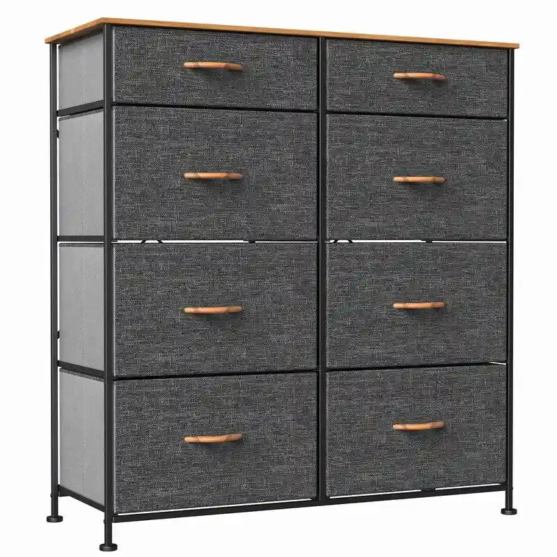 8-Drawer Fabric Storage Dresser with Metal Frame and Wood Top, Brown