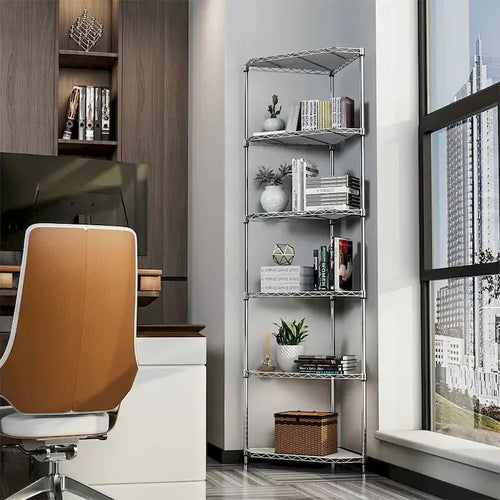 6-Tier Heavy Duty Corner Wire Shelving Unit Free Standing Storage Rack