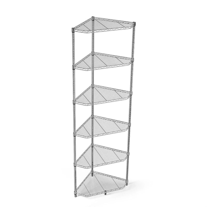 6-Tier Heavy Duty Corner Wire Shelving Unit Free Standing Storage Rack