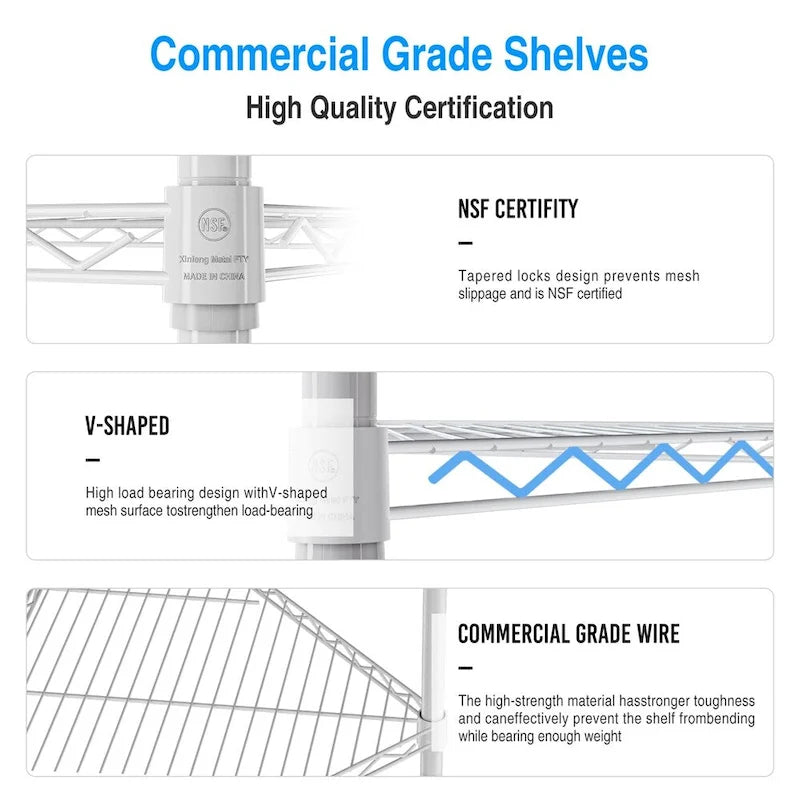 6-Tier Heavy Duty Corner Wire Shelving Unit Free Standing Storage Rack