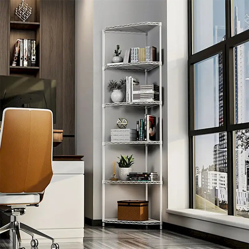 6-Tier Heavy Duty Corner Wire Shelving Unit Free Standing Storage Rack