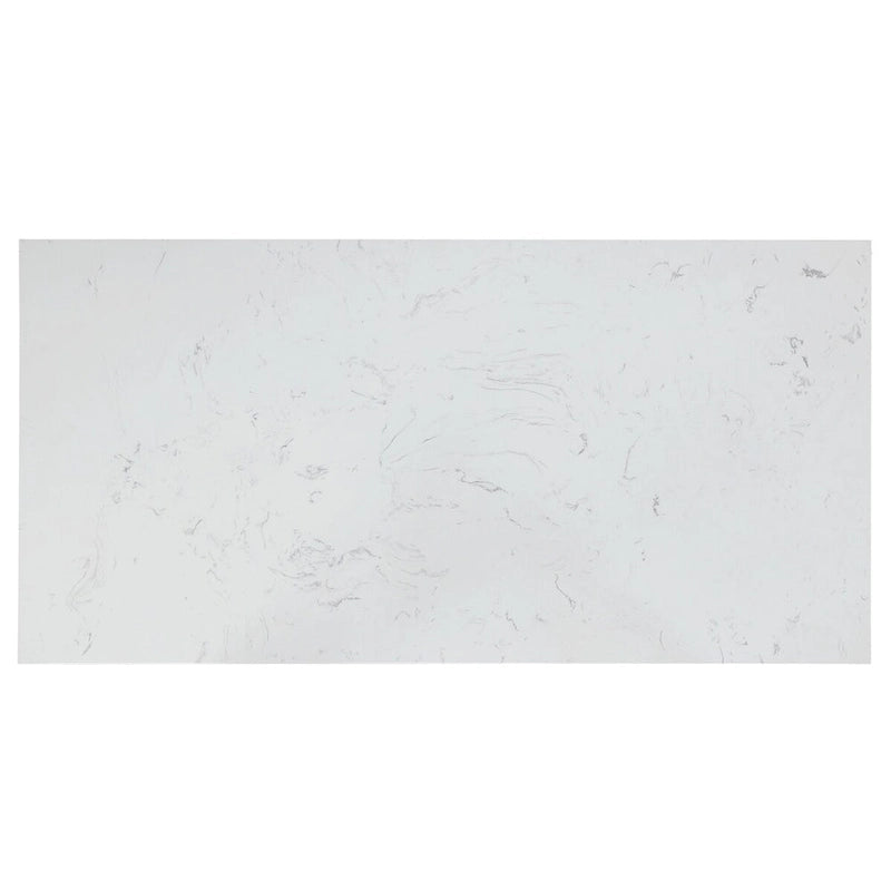 White Marble Top Kitchen Island with 2 Drawers and Open Shelves