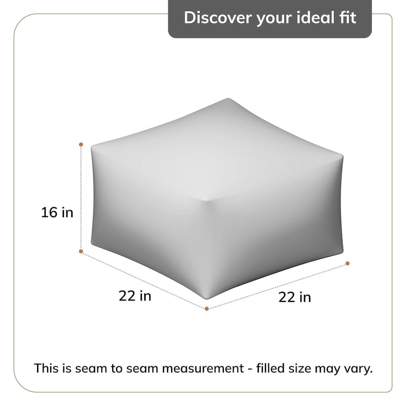 Pufe quadrado otomano com padrão de losangos, tecido à mão, bege, assento e apoio para os pés em algodão