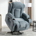 Electric Power Lift Recliner Chair with Massage Heating and USB Port Blue Grey Brown