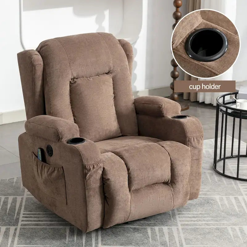 Electric Power Lift Recliner Chair with Massage Heating and USB Port Blue Grey Brown