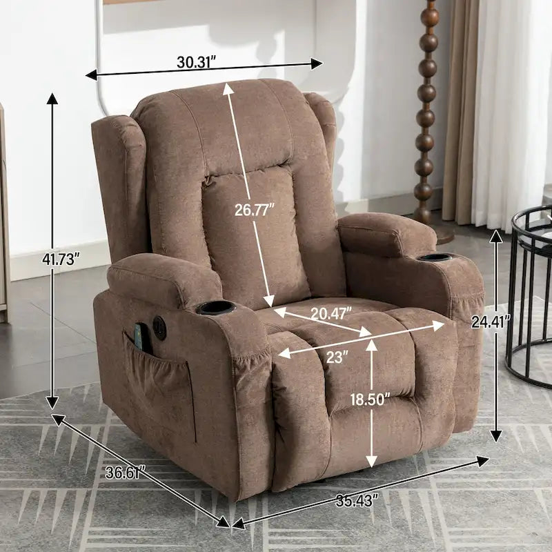 Electric Power Lift Recliner Chair with Massage Heating and USB Port Blue Grey Brown