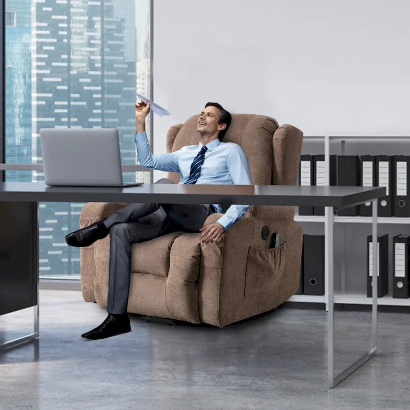 Electric Power Lift Recliner Chair with Massage Heating and USB Port Blue Grey Brown