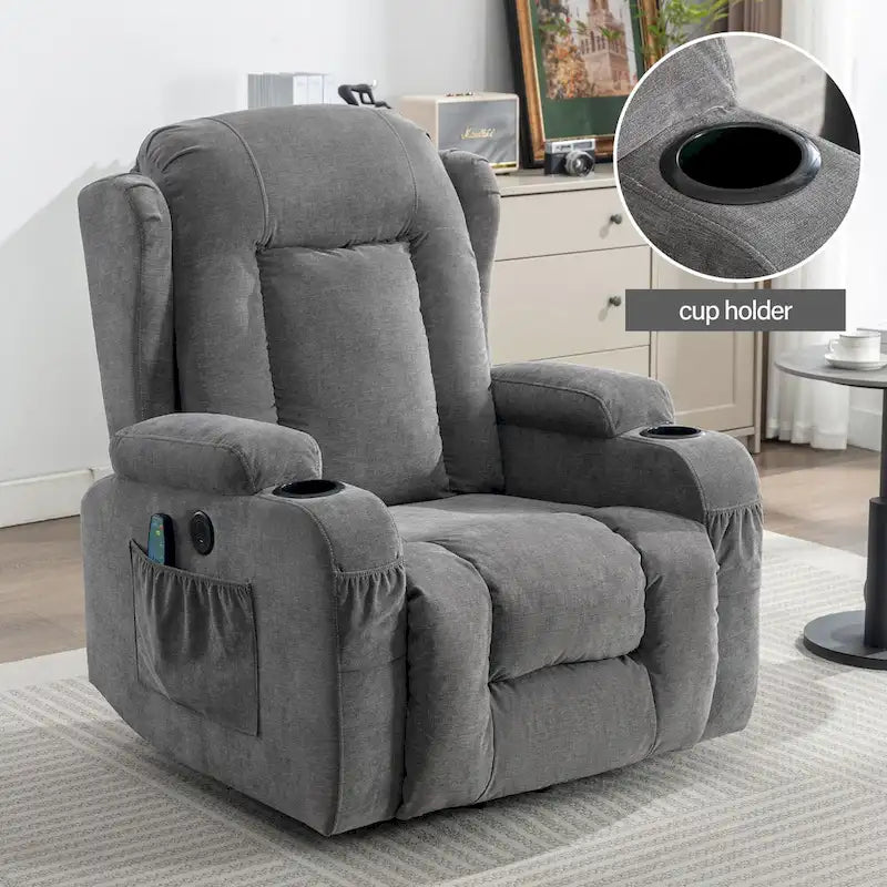 Electric Power Lift Recliner Chair with Massage Heating and USB Port Blue Grey Brown
