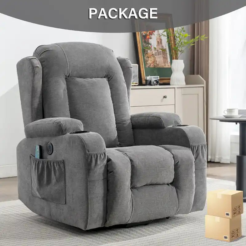Electric Power Lift Recliner Chair with Massage Heating and USB Port Blue Grey Brown