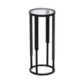 Black Metal Round Drink Side Table with Clear Tempered Glass Top