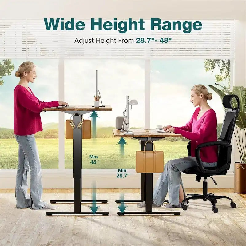 Brown Electric Height Adjustable Standing Desk with Memory Settings