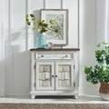Accent Cabinet Riverstone White Tobacco Distressed Two-Tone Pine Wood Antique Pewter