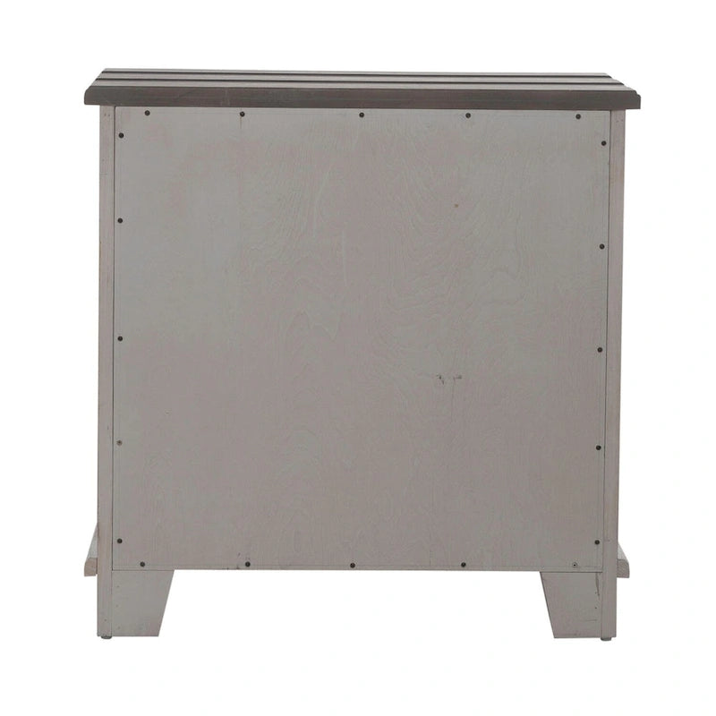Accent Cabinet Riverstone White Tobacco Distressed Two-Tone Pine Wood Antique Pewter