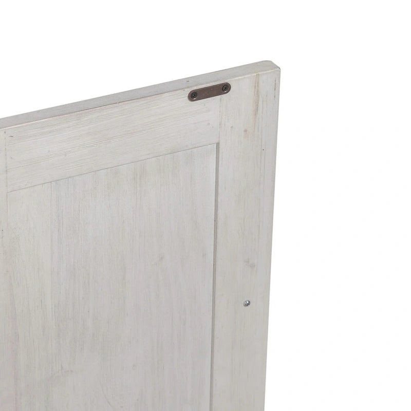 Accent Cabinet Riverstone White Tobacco Distressed Two-Tone Pine Wood Antique Pewter