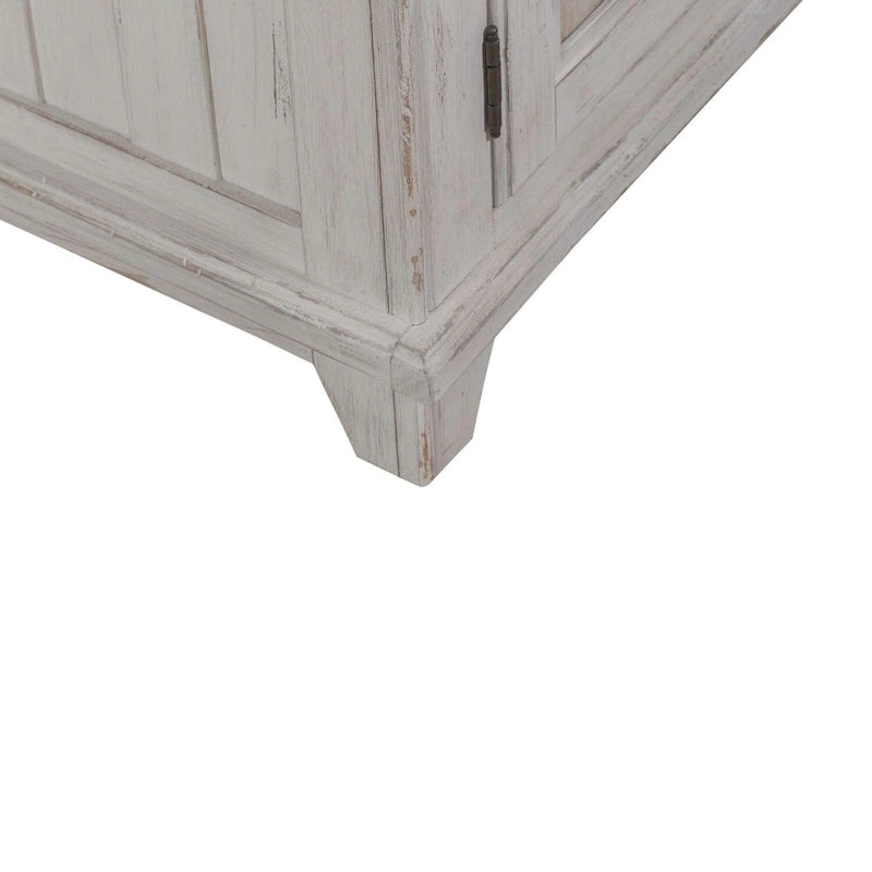 Accent Cabinet Riverstone White Tobacco Distressed Two-Tone Pine Wood Antique Pewter