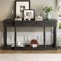 Console Table with 4 Drawers and Bottom Shelf Antique White Entryway