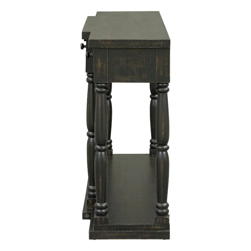 Console Table with 4 Drawers and Bottom Shelf Antique White Entryway