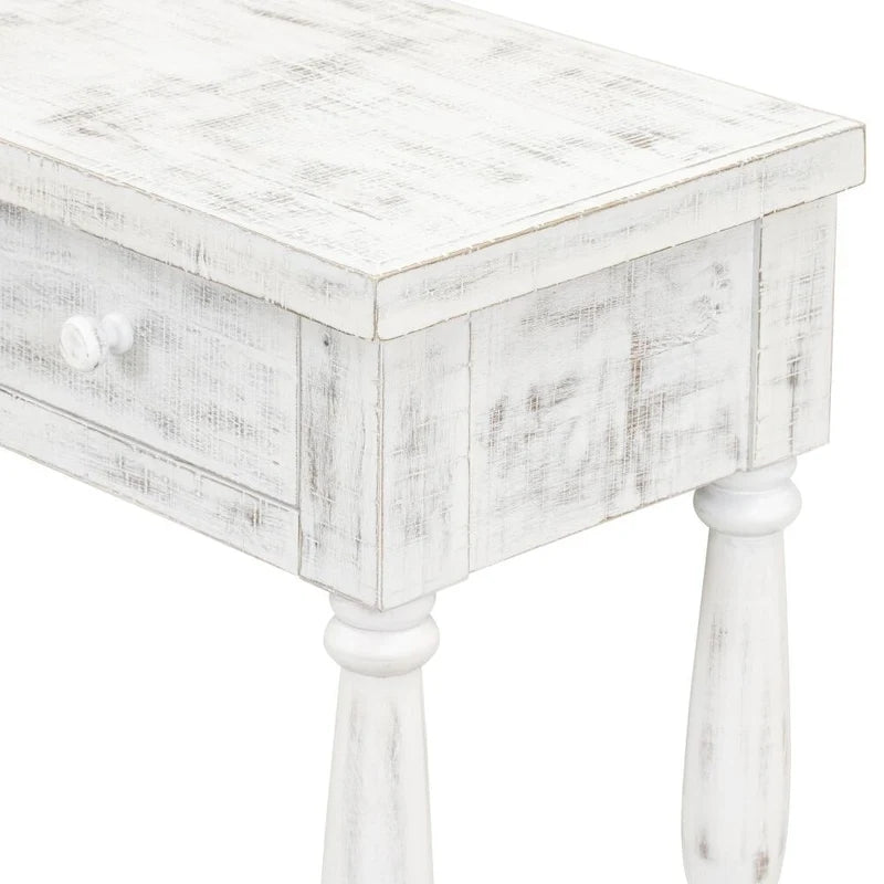 Console Table with 4 Drawers and Bottom Shelf Antique White Entryway