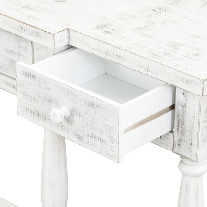 Console Table with 4 Drawers and Bottom Shelf Antique White Entryway