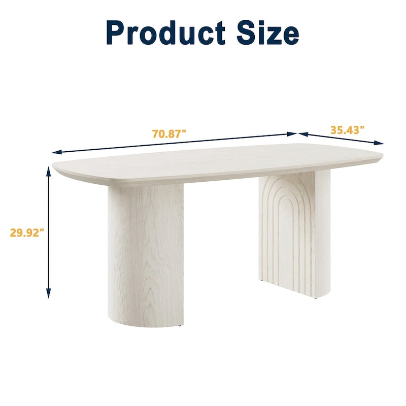 Beige Oval Engineered Wood Dining Table Modern Elegant 6-Seat