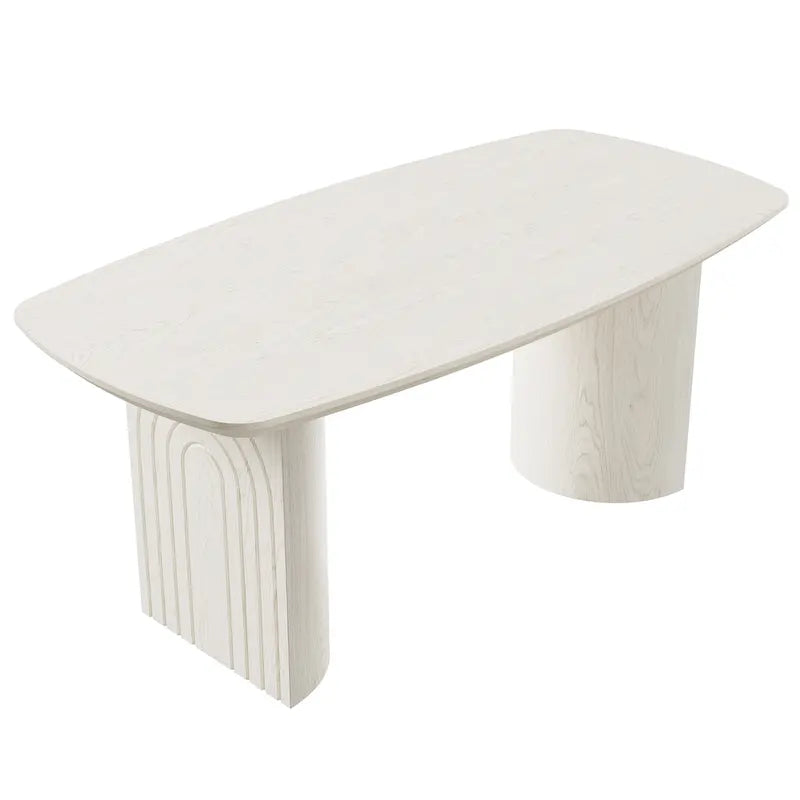 Beige Oval Engineered Wood Dining Table Modern Elegant 6-Seat