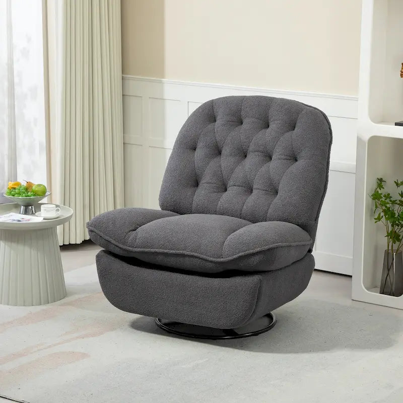 Chenille Swivel Glider Recliner Chair with Push-Back Function