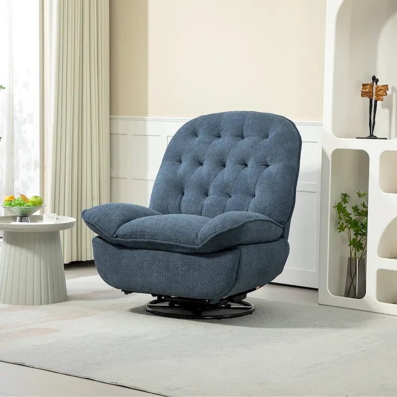 Chenille Swivel Glider Recliner Chair with Push-Back Function