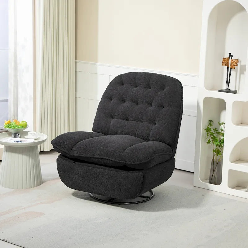 Chenille Swivel Glider Recliner Chair with Push-Back Function