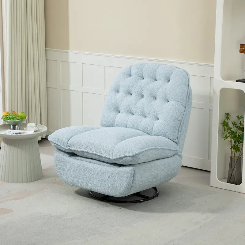 Chenille Swivel Glider Recliner Chair with Push-Back Function