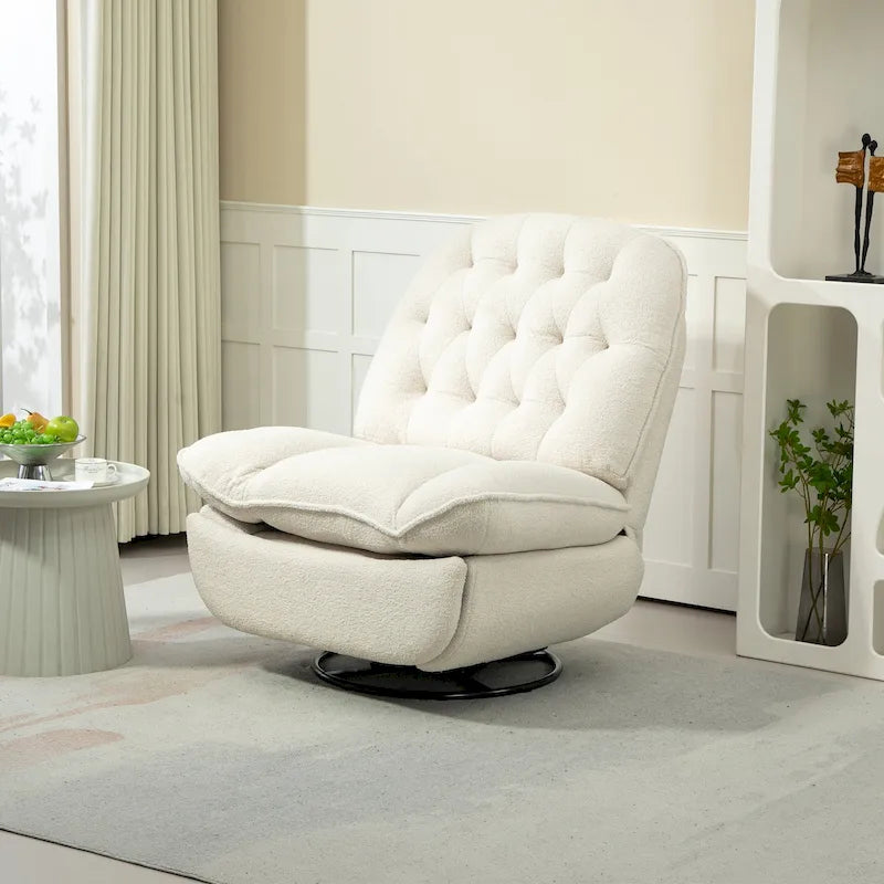 Chenille Swivel Glider Recliner Chair with Push-Back Function