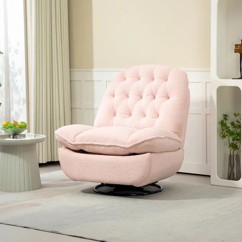 Chenille Swivel Glider Recliner Chair with Push-Back Function