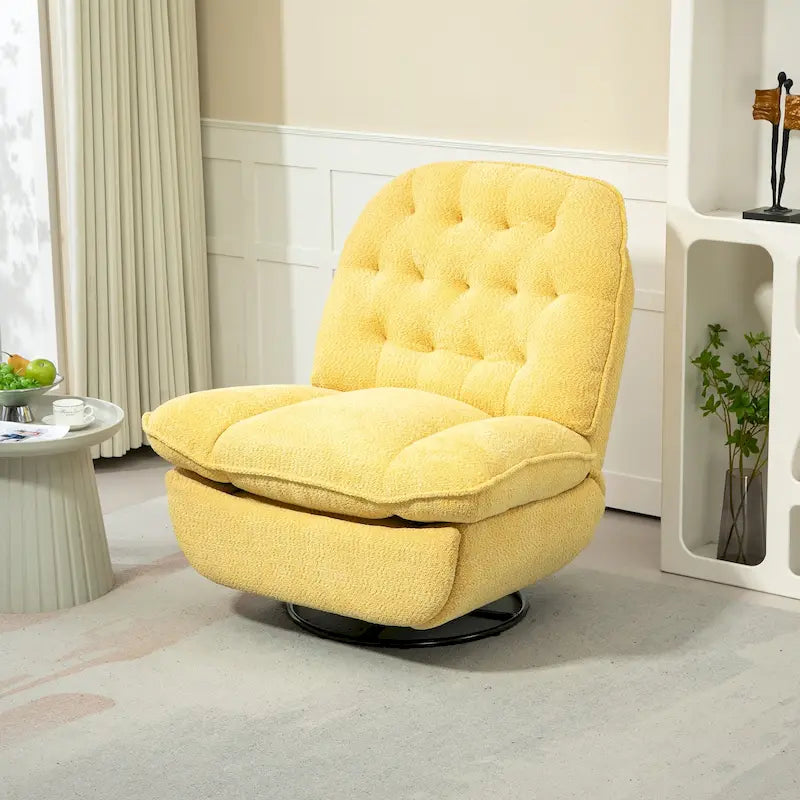 Chenille Swivel Glider Recliner Chair with Push-Back Function