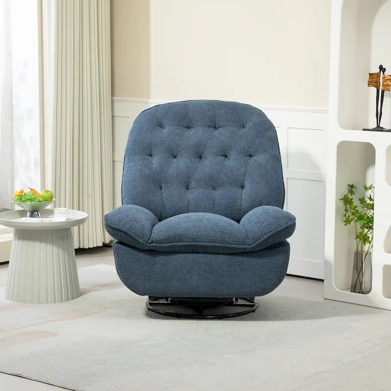 Chenille Swivel Glider Recliner Chair with Push-Back Function